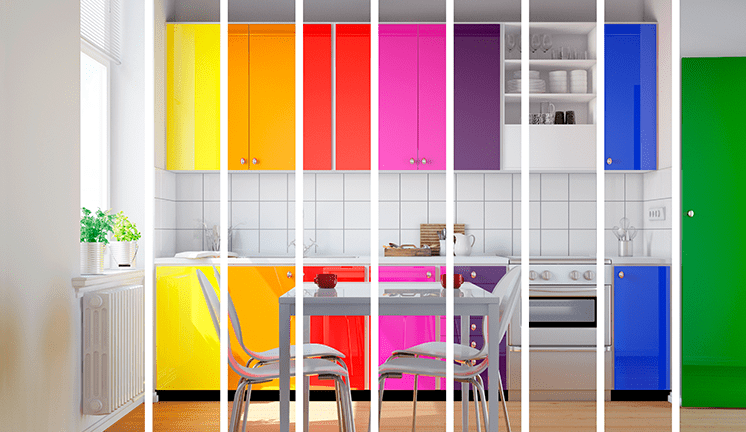 cozinha pequena colorida