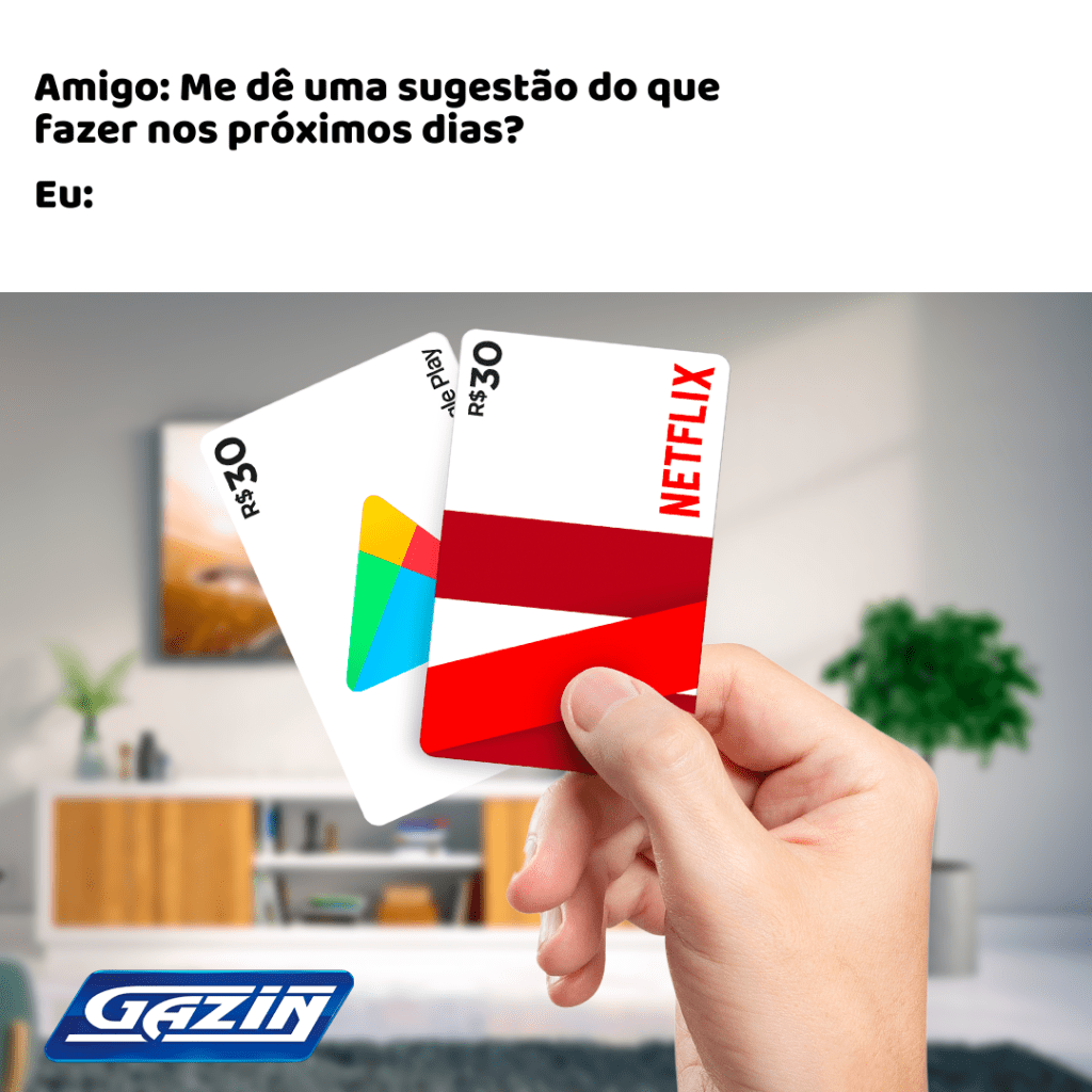 Mão segurando dois cartões recarregáveis que você encontra na Gazin.